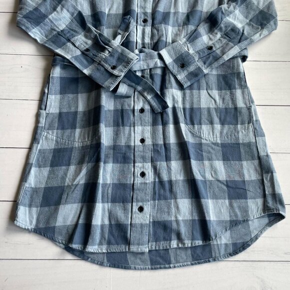 NEW Pact Organic Flannel Fireside Shirt Dress Buffalo Check Blue Size Medium NWT - Picture 4 of 6